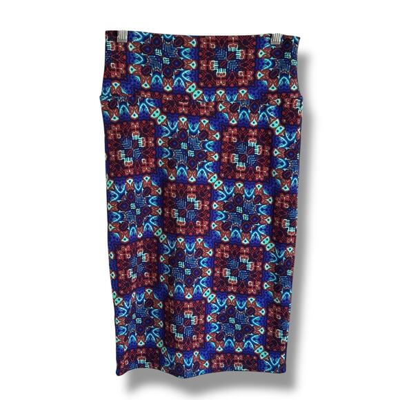 LuLaRoe Cassie Pencil Skirt - XS - Blue Burgundy‎ Geometric - Picture 3 of 7